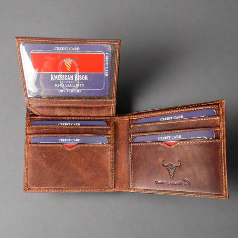 Portefeuille homme en cuir de vachette, modèle Bifold à volet
