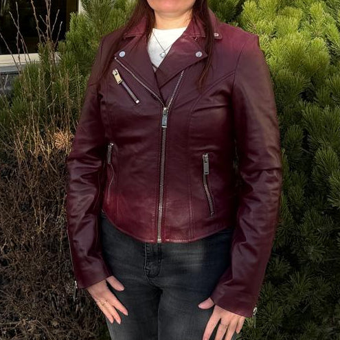 Blouson Moto en Cuir d'Agneau Premium pour Femme avec Fermetures Éclair Asymétriques