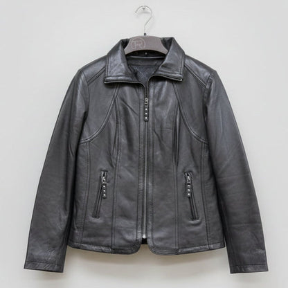 Women's Classic Sheepskin Leather Jacket with Removable Insulation