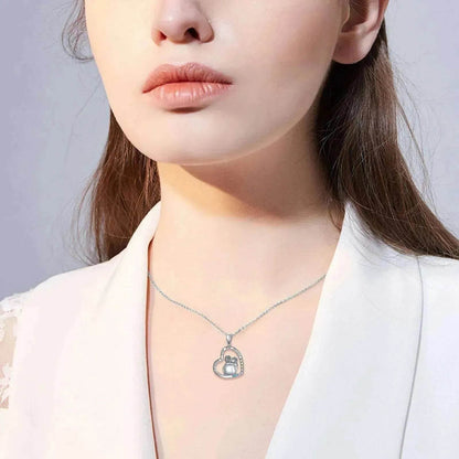 White Gold Plated Sterling 925 Silver Cubic Zirconia Granny Necklace