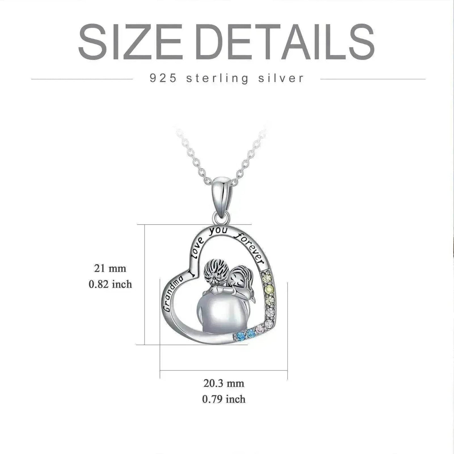 White Gold Plated Sterling 925 Silver Cubic Zirconia Granny Necklace