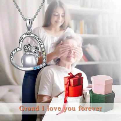 White Gold Plated Sterling 925 Silver Cubic Zirconia Granny Necklace