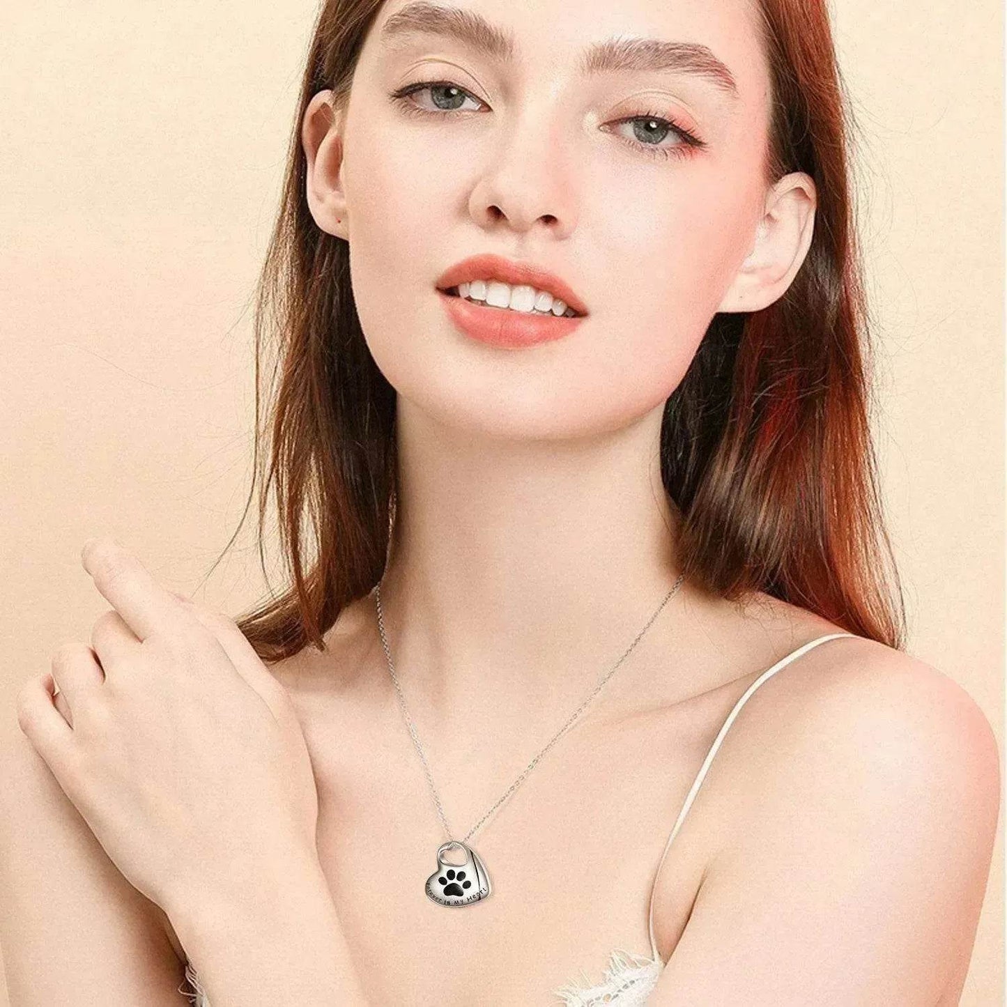 White Gold Plated Sterling 925 Silver Pet Paw Urn Necklace
