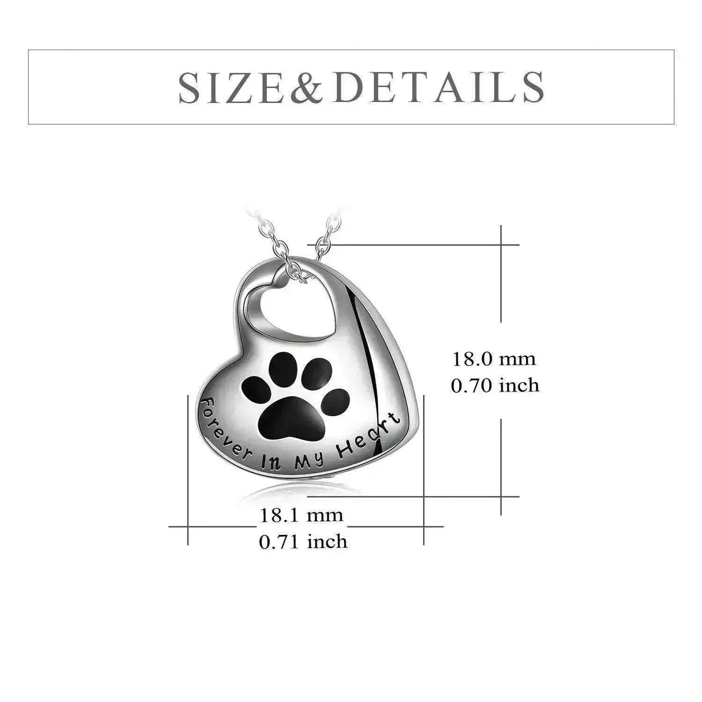 White Gold Plated Sterling 925 Silver Pet Paw Urn Necklace