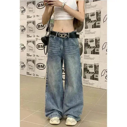 Wide leg  Baggy Cargo street Denim Jeans Pant Boyfriend jeans trouser