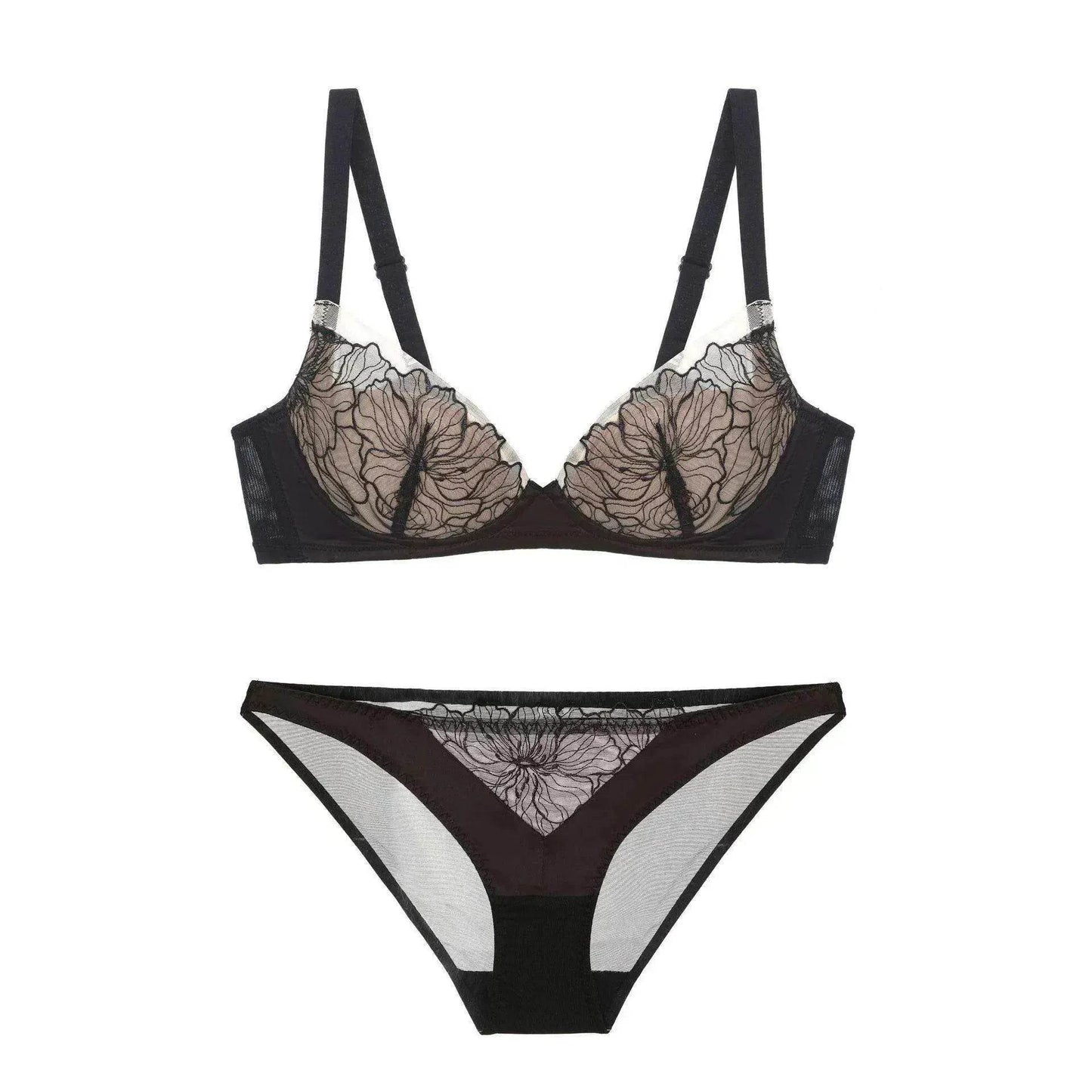 Ensemble de sous-vêtements en dentelle Push Up mince sans fil