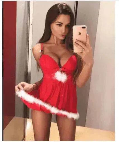 Women's Charming Lingerie Sling Christmas Holiday Costume Set