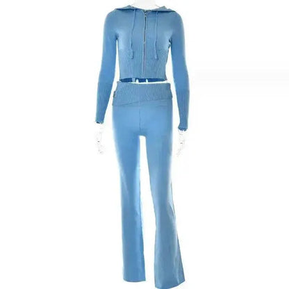 Women's Comfortable Hoodie Leisure Charming Long Sleeve Sweater And High Waist Long Pants Suit