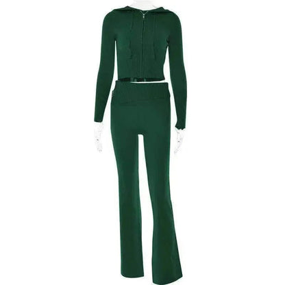 Women's Comfortable Hoodie Leisure Charming Long Sleeve Sweater And High Waist Long Pants Suit
