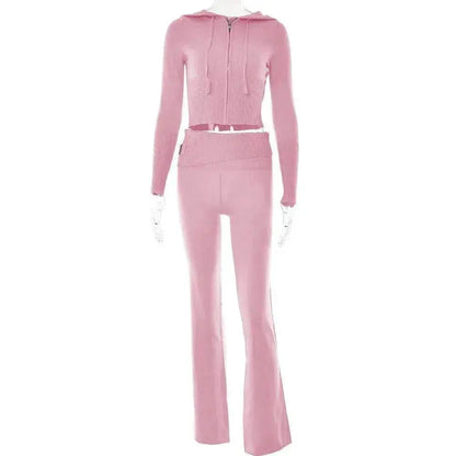 Women's Comfortable Hoodie Leisure Charming Long Sleeve Sweater And High Waist Long Pants Suit