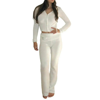 Women's Comfortable Hoodie Leisure Charming Long Sleeve Sweater And High Waist Long Pants Suit