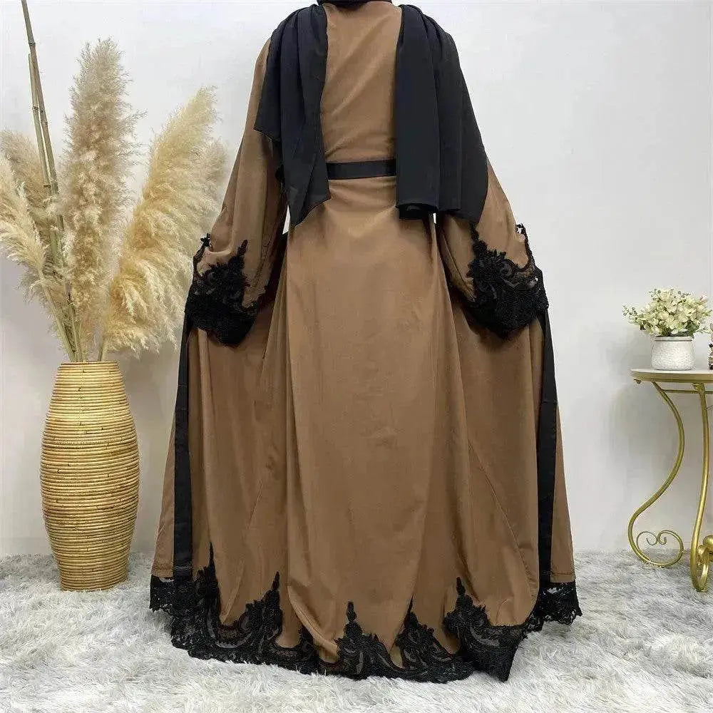 Robe cardigan arabe marron foncé pour femme