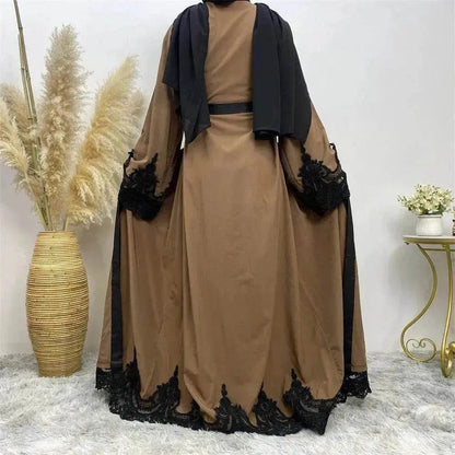 Robe cardigan arabe marron foncé pour femme