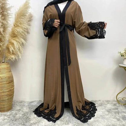 Robe cardigan arabe marron foncé pour femme