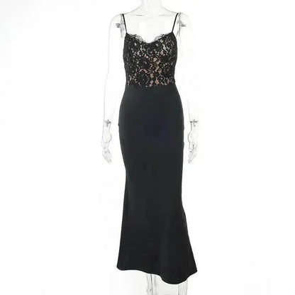 Robe fourreau jacquard dentelle patchwork avec col en V, buste nu et bretelles pour femmes