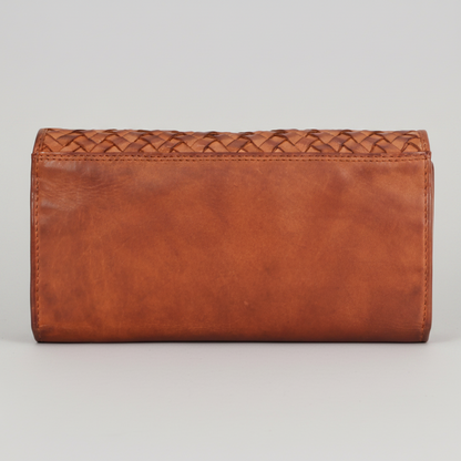MET Women’s Leather Basket Weave Wallet. Artisan Woven Multi-Card Organizer