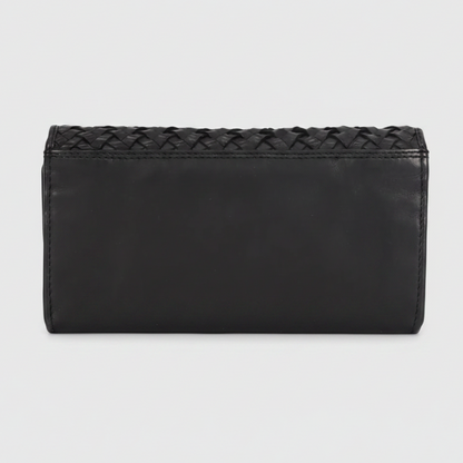 MET Women’s Leather Basket Weave Wallet. Artisan Woven Multi-Card Organizer