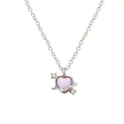 Women's Love Planet Pink Diamond Love Necklace