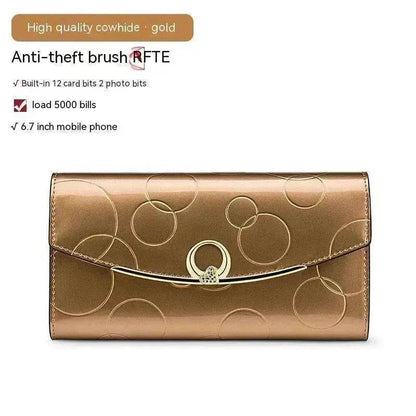 Women's Real Leather Anti theft  Large Capacity Wallet Clutch Bag