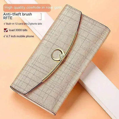 Women's Real Leather Anti theft  Large Capacity Wallet Clutch Bag