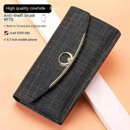 Women's Real Leather Anti theft  Large Capacity Wallet Clutch Bag