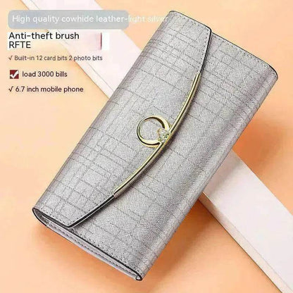 Women's Real Leather Anti theft  Large Capacity Wallet Clutch Bag