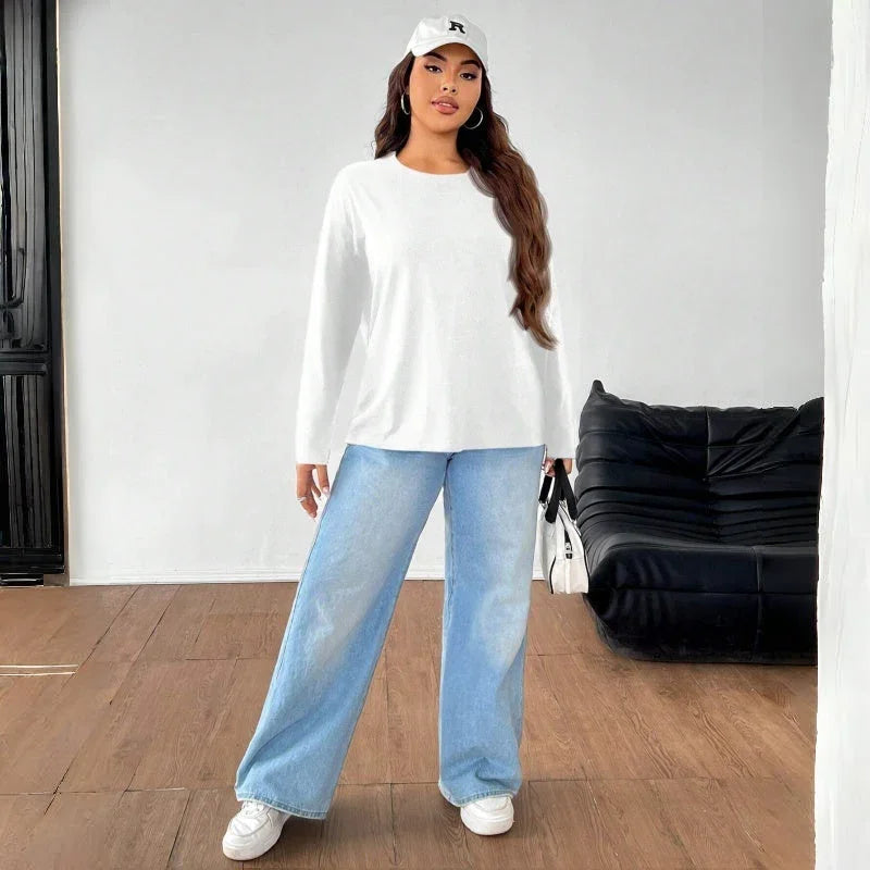Women's Solid Color Loose Round Neck Top
