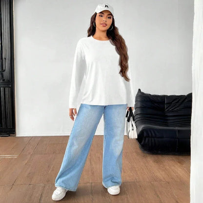 Women's Solid Color Loose Round Neck Top