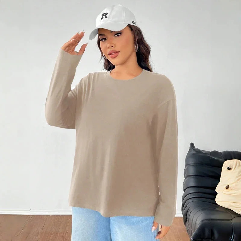 Women's Solid Color Loose Round Neck Top