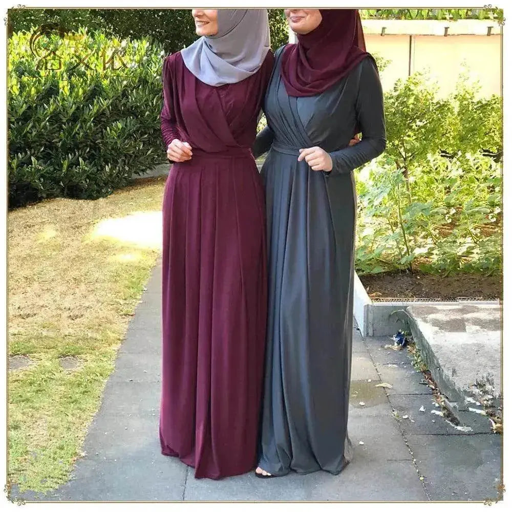 Women's Solid Color Middle Eastern Arab  Long Dress