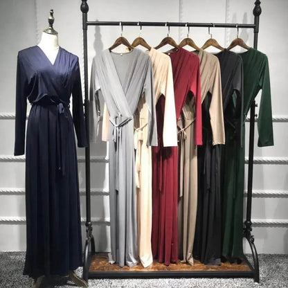 Women's Solid Color Middle Eastern Arab  Long Dress