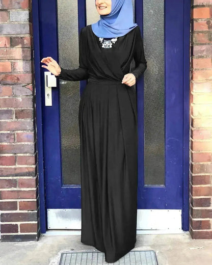 Women's Solid Color Middle Eastern Arab  Long Dress