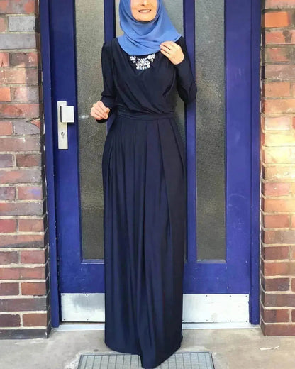 Women's Solid Color Middle Eastern Arab  Long Dress