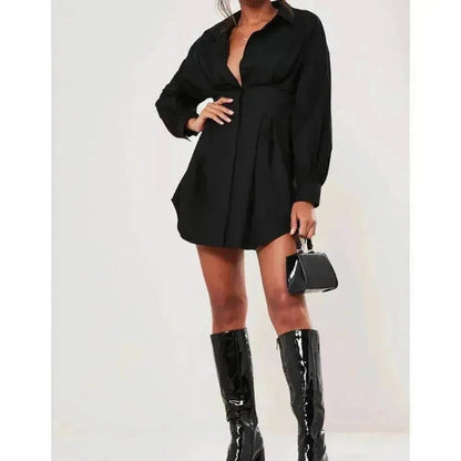 Women's Solid Color Shirt Collar Dress