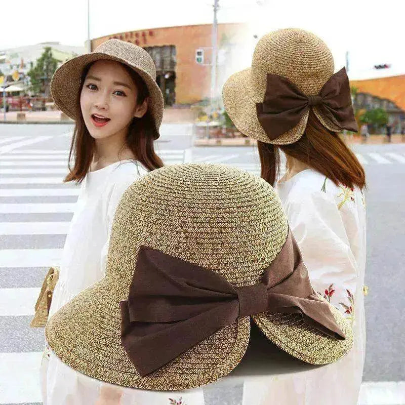 Women's Stylish Big Bow Split Summer Beach Sunshade Hat