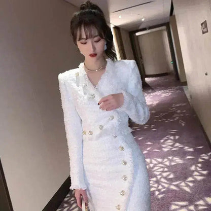 Women's Suit Western Style Small Look Tall Suit Burr Tweed Blazer and Skirt Two-piece Set