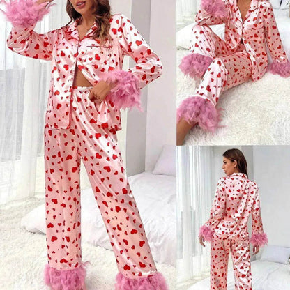 Women's Valentine's Day Sweet Loving Heart Printed Casual Suit Pajamas
