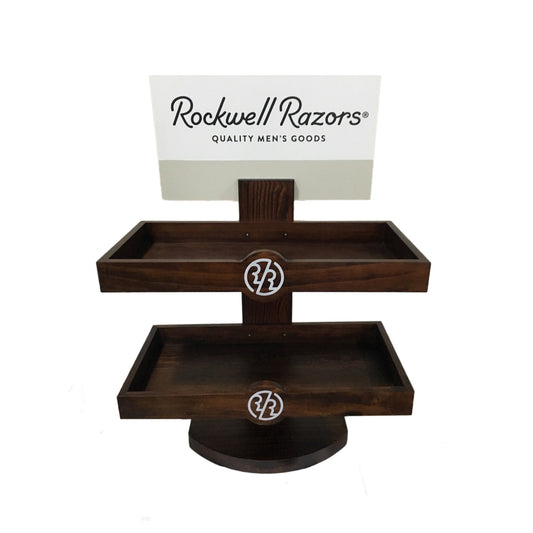 Présentoir de vente au détail en bois à deux niveaux vide Rockwell Razors (Créez le vôtre)