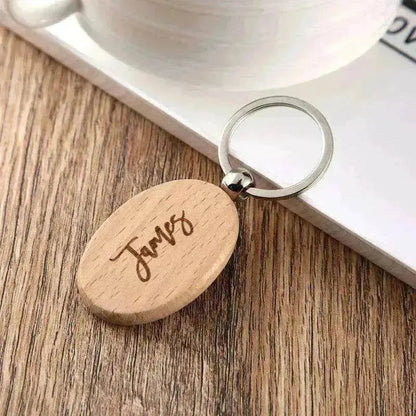 Wooden Engraved Lettering Name Pendant Keychain