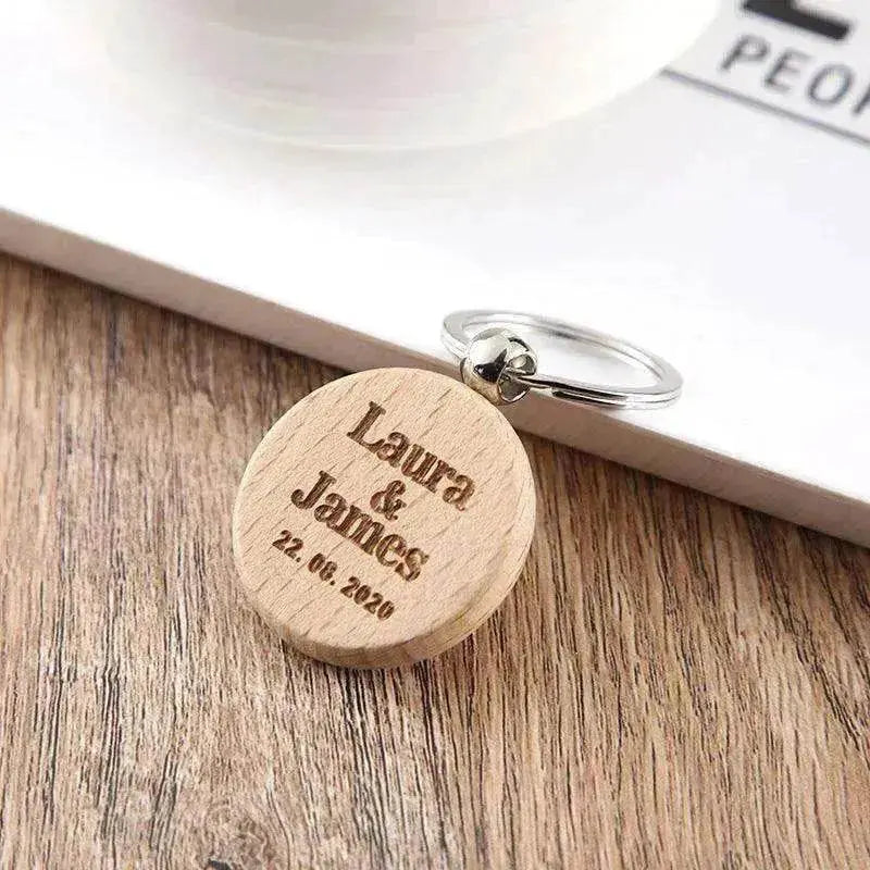 Wooden Engraved Lettering Name Pendant Keychain