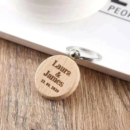 Wooden Engraved Lettering Name Pendant Keychain