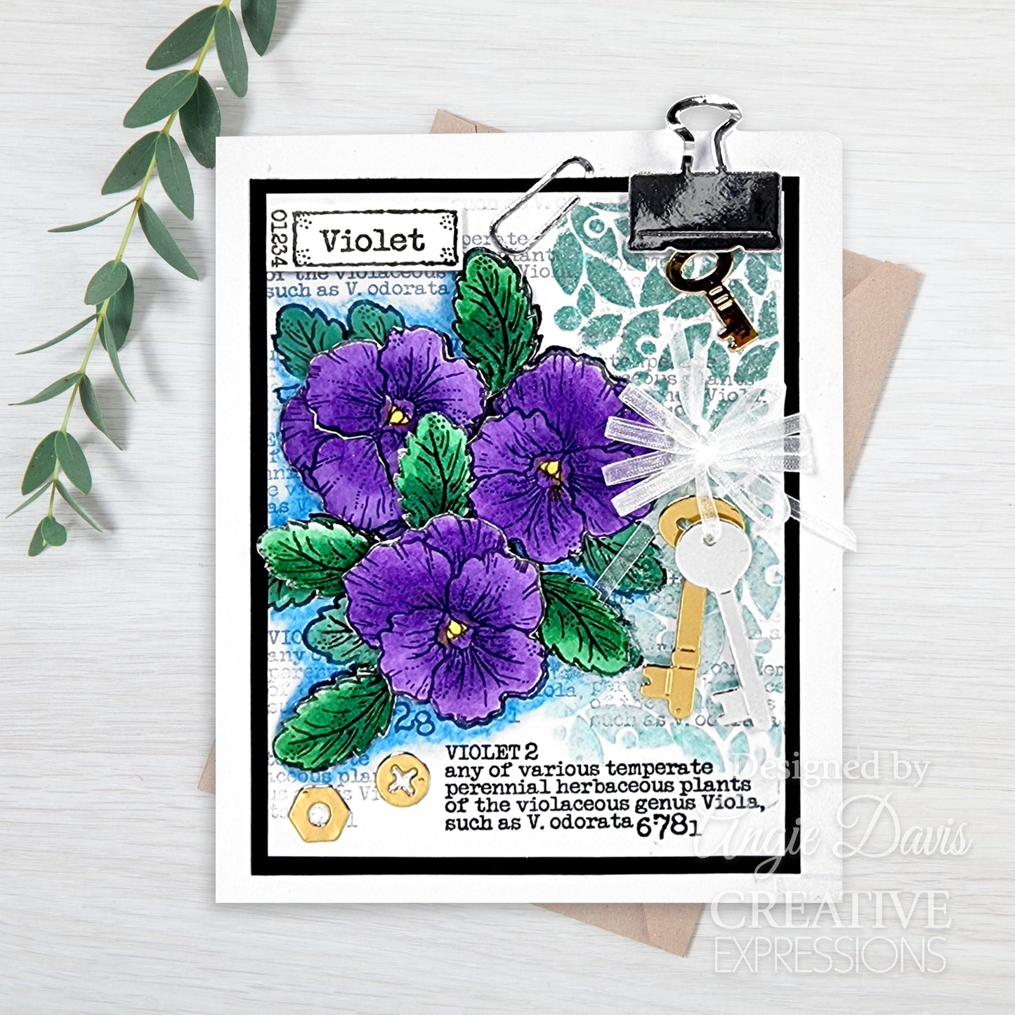 Woodware Clear Singles Mini Violet 3 in x 4 in Stamp Set