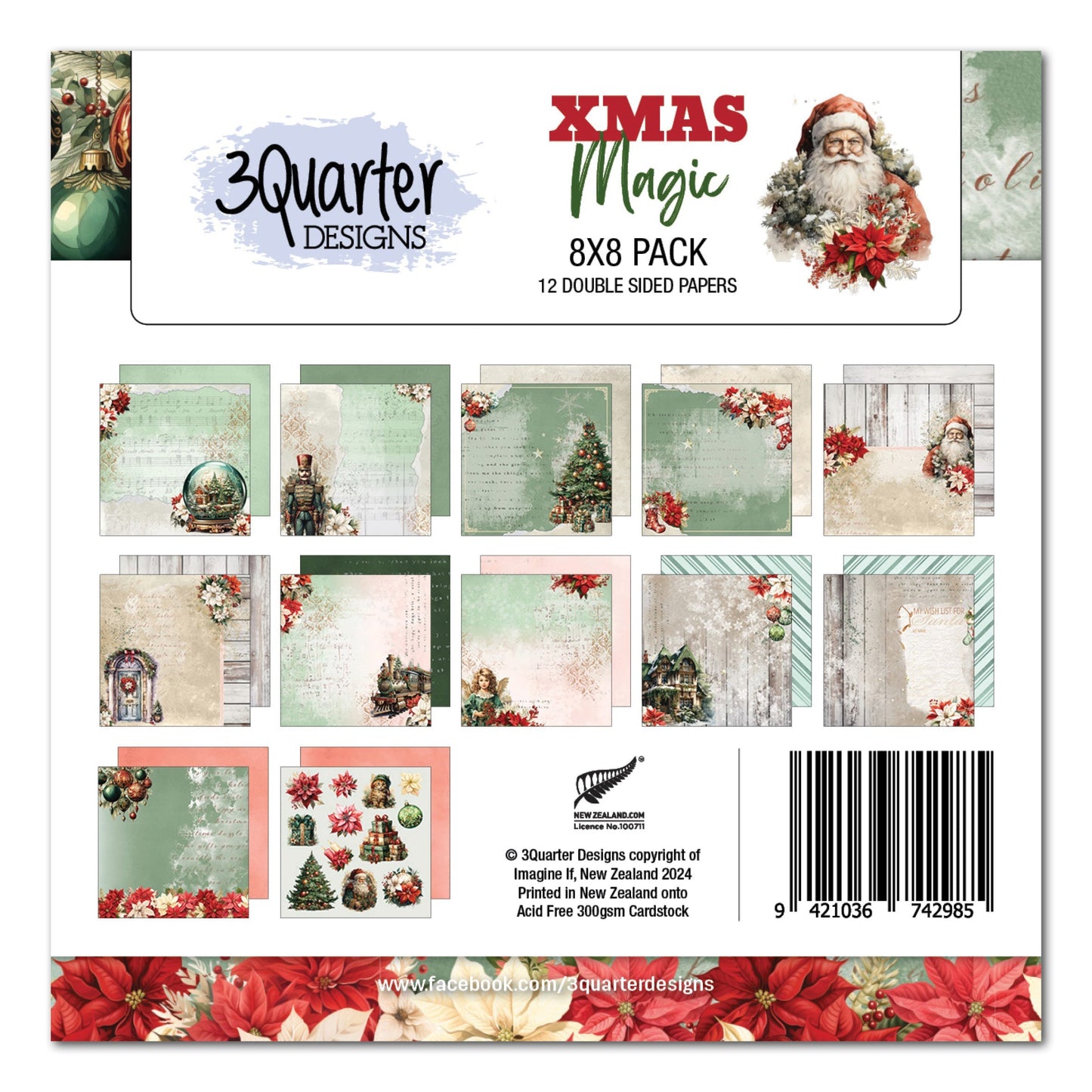 3Quarter Designs Xmas Magic 8x8 Paper Pack