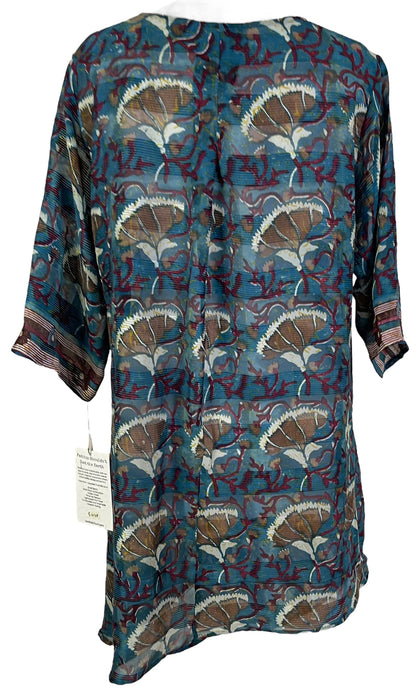 PRG6038 Sheer Avatar Pure Silk Self Pocket Tunic Dress