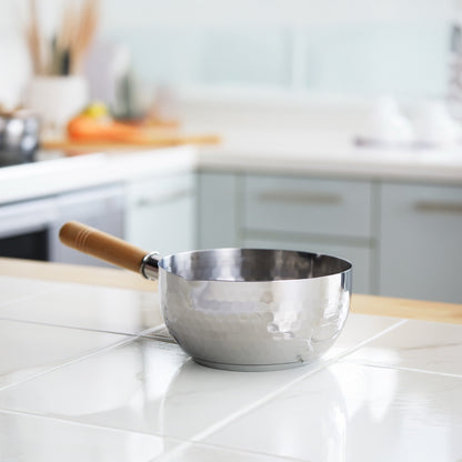 Yoshikawa Yukihira Saucepan 20 cm Stainless Steel  | 2.1 L with Wooden Handle