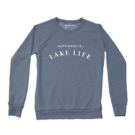 Sweat-shirt ras du cou « Lake Life » pour femme, bleu marine chiné