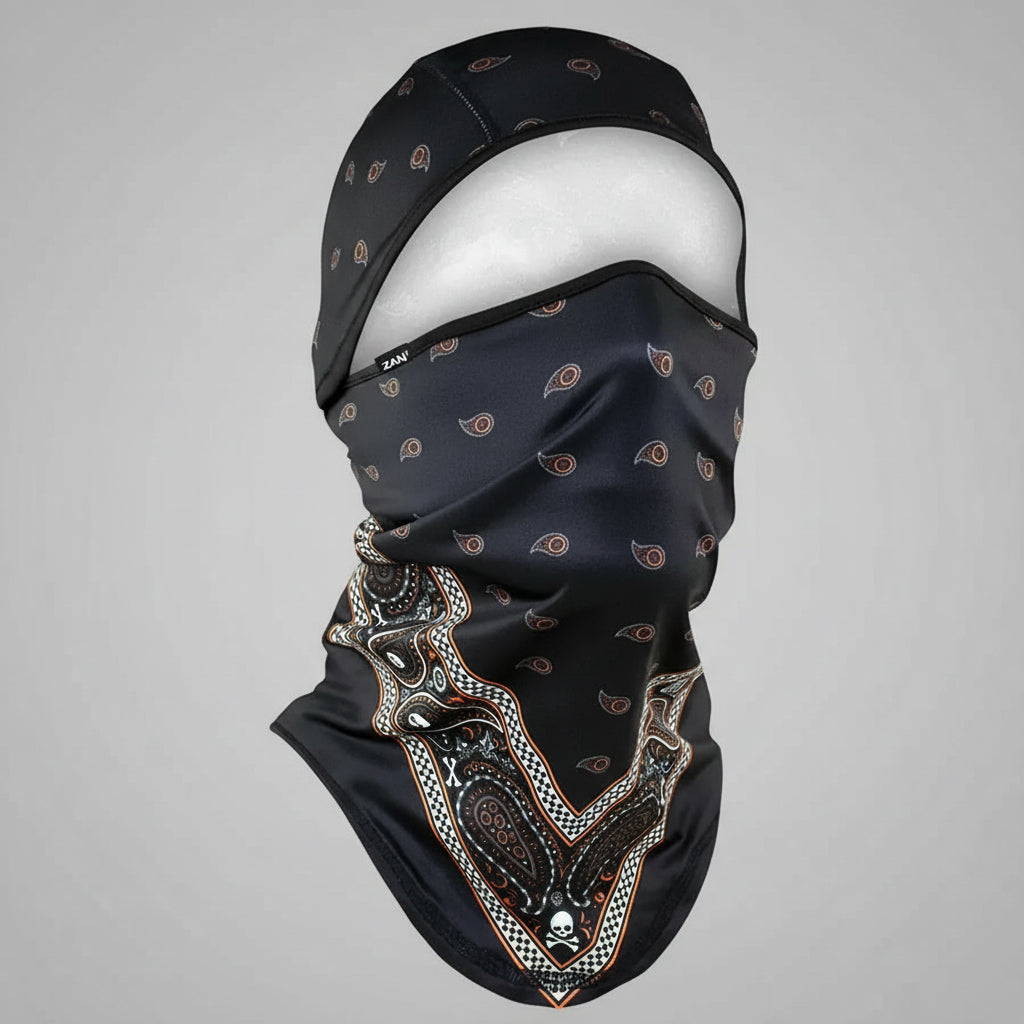 ZANheadgear Cagoule convertible série SportFlex noire et orange bandana classique