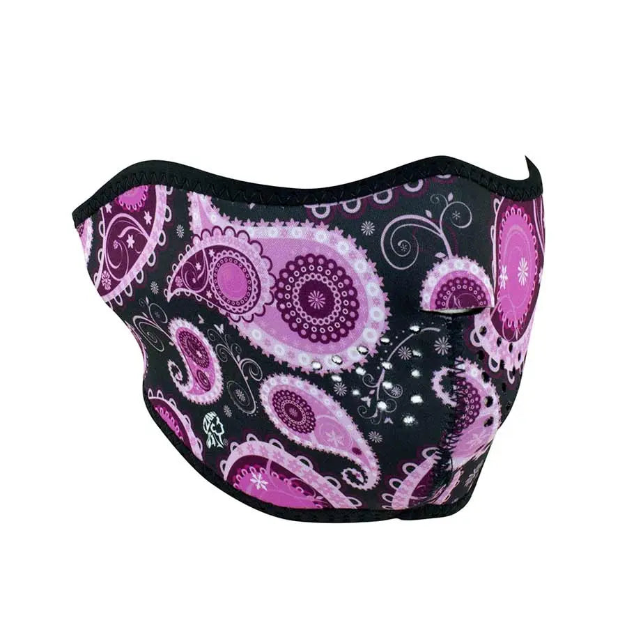 Demi-masque ZANheadgear en néoprène, motif cachemire violet