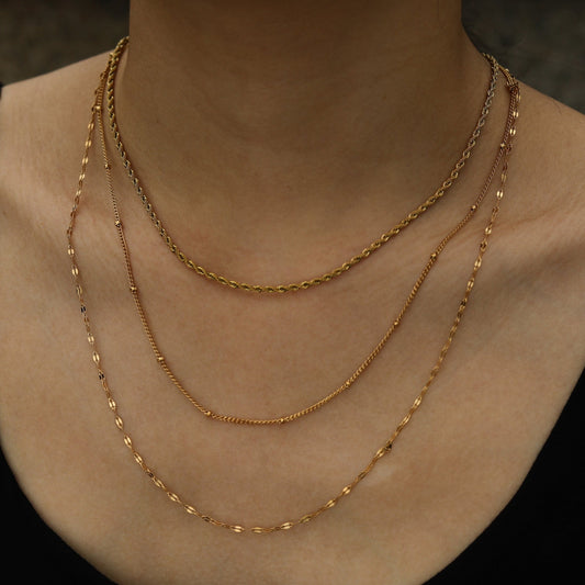 Collier triple chaîne ZURI plaqué or