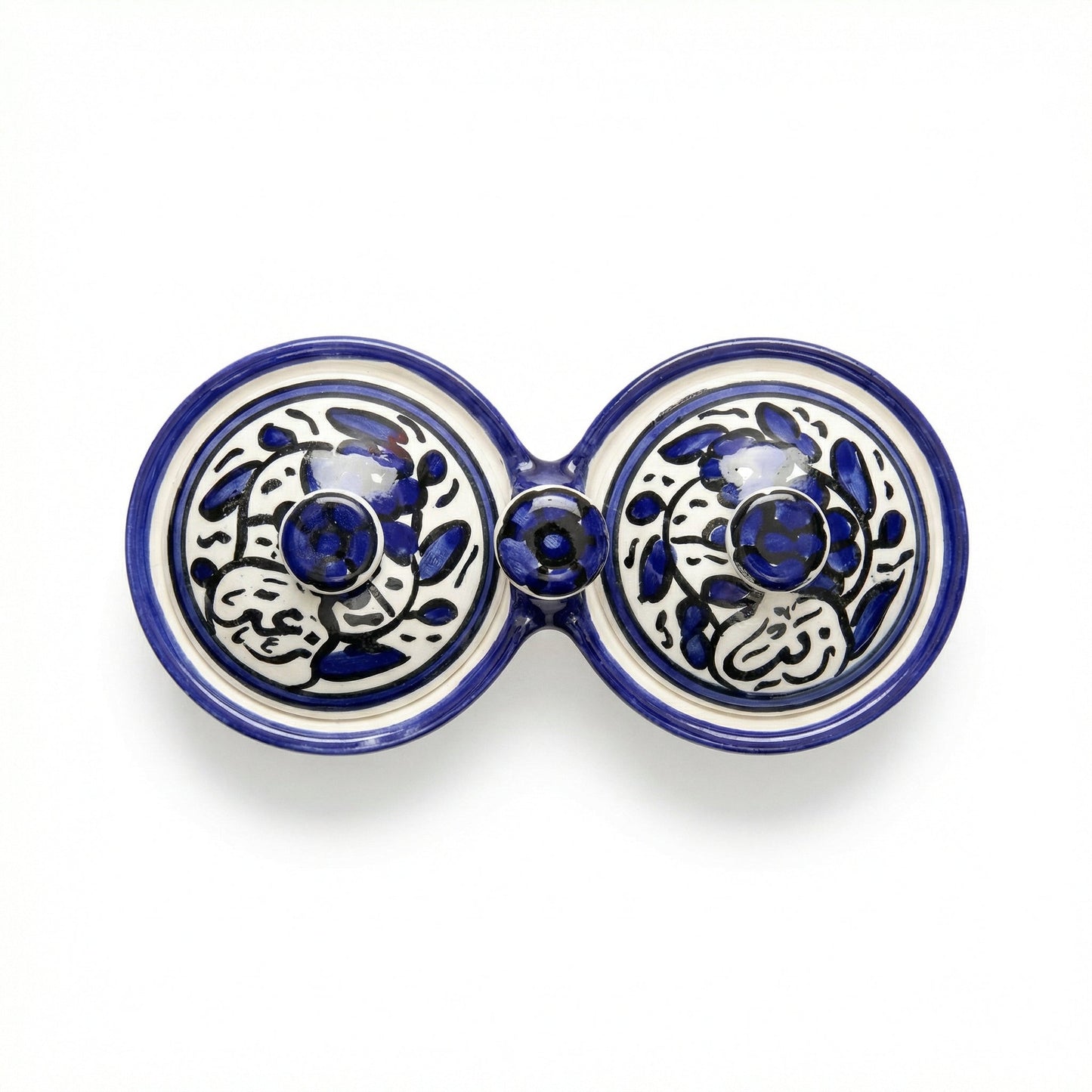 Zait & Zaatar (Olive Oil & Thyme) Double Dish Ceramic | Handmade by Palestinian Artisans